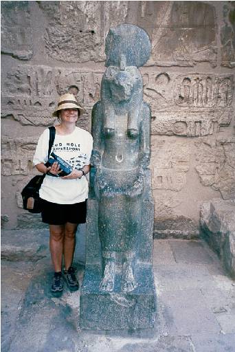 kathy and statue